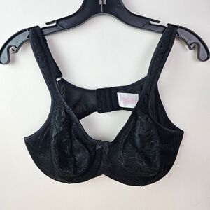 Breezies Bra Womens Size 40C Seamless Lace Underwire Bra Black